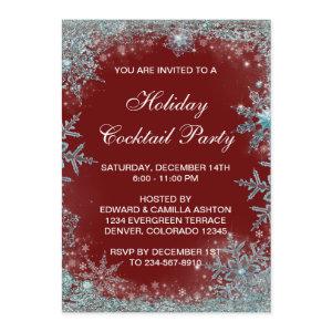 Red Teal Blue Snowflake Christmas Party