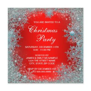 Red Teal Blue Snowflake Christmas Party