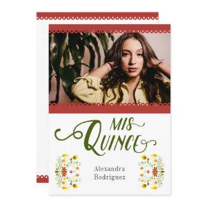 Red Traditional Mexican Floral Photo Quinceanera