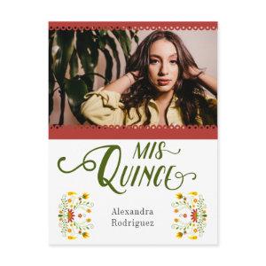 Red Traditional Mexican Floral Photo Quinceanera  Postcard