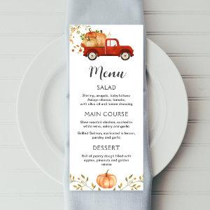 Red truck menu, editable pumpkin printable menu