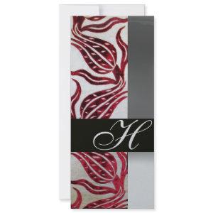 RED VELVET DAMASK TULIPS MONOGRAM Burgundy Silver
