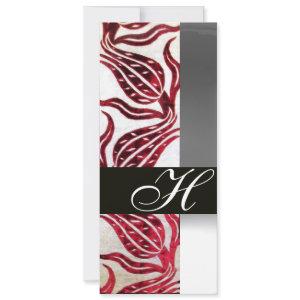 RED VELVET DAMASK TULIPS MONOGRAM Burgundy White