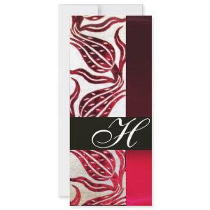 RED VELVET DAMASK TULIPS MONOGRAM Burgundy White