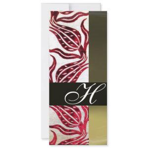 RED VELVET DAMASK TULIPS MONOGRAM Burgundy White