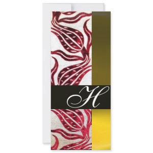 RED VELVET DAMASK TULIPS MONOGRAM Burgundy Yellow