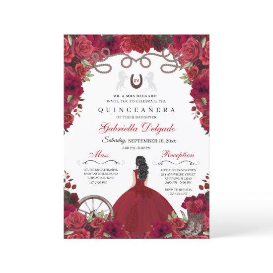Red Western Charra Princess Ranchero Quinceanera