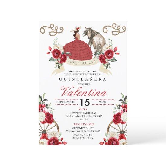 Red Western Fairytale Wagon Wheels Quinceañera