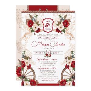 Red Western Floral Baroque Charro Quinceañera