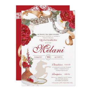 Red Western Rose Charra Ranchera Quinceanera