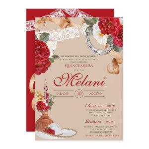 Red Western Rose Charro Ranchero Quinceanera