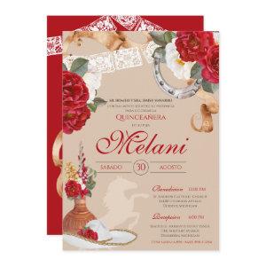 Red Western Rose Charro Ranchero Quinceanera