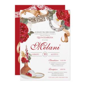 Red White Elegant Rose Charro Mariachi Quinceanera