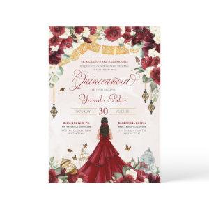 Red White Floral Butterfly Elegant Quinceanera V2