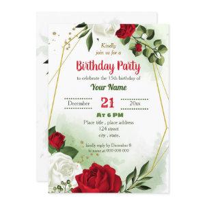 red white floral greenery geometric birthday party