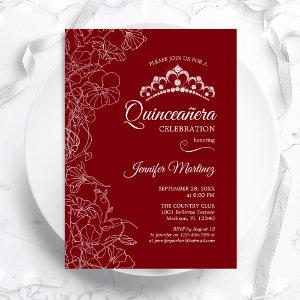 Red White Floral Quinceanera Party