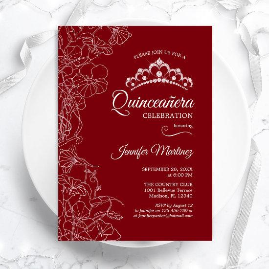 Red White Floral Quinceanera Party