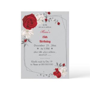 red & white flowers geometric birthday