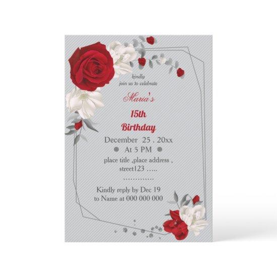 red & white flowers geometric birthday