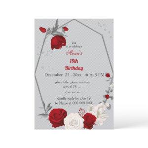 red & white flowers wreath birthday