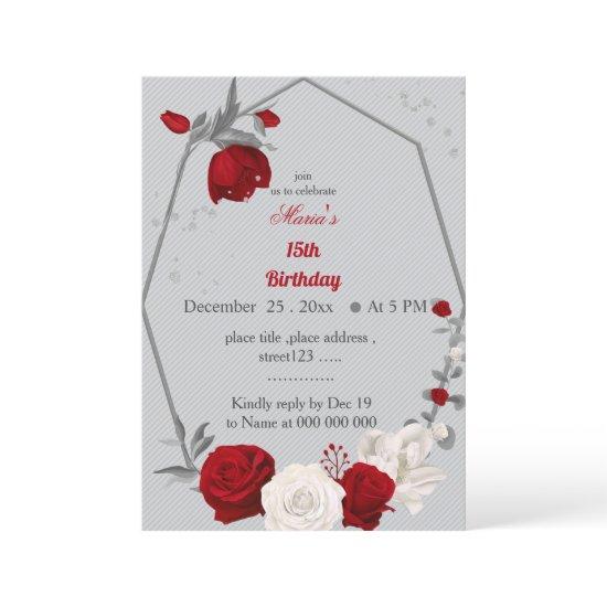 red & white flowers wreath birthday