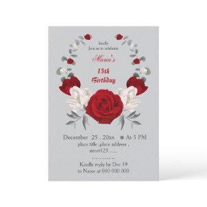 red & white flowers wreath birthday