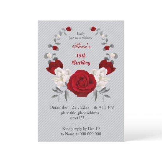 red & white flowers wreath birthday