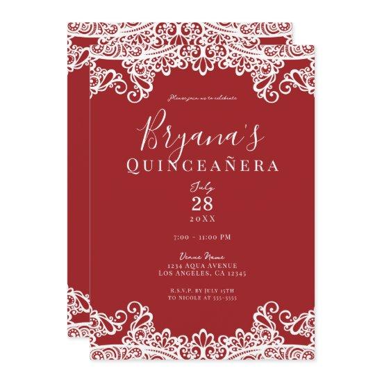 Red & White Lace Elegant Quinceañera Party