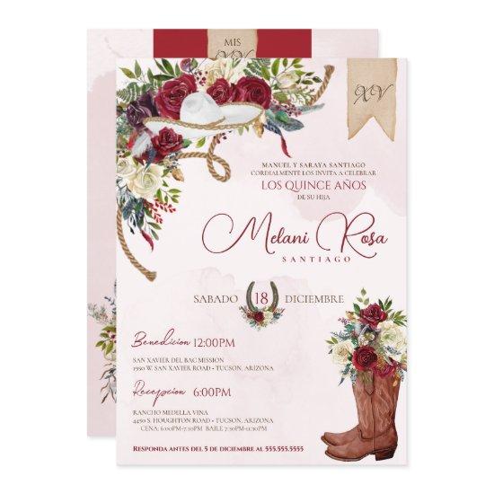 Red White Winter Roses Charro Spanish Quinceanera