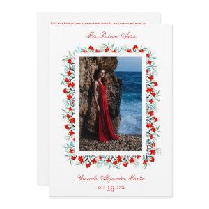 Red Wildflowers Garland Quinceañera Sophisticated