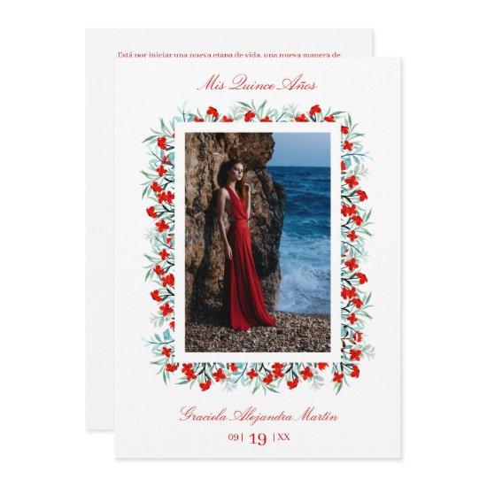Red Wildflowers Garland Quinceañera Sophisticated