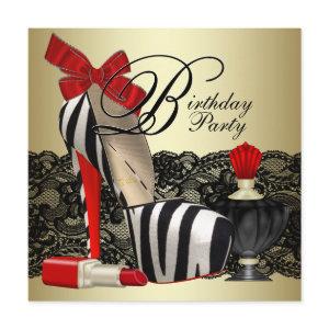 Red Zebra High Heel Shoes Black Red Zebra Party
