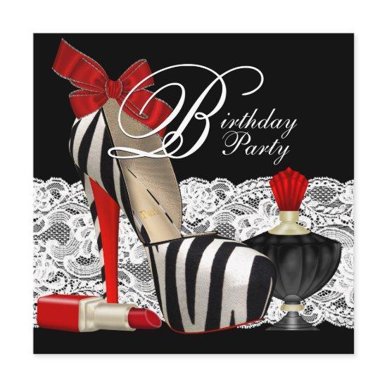 Red Zebra High Heel Shoes Black Red Zebra Party