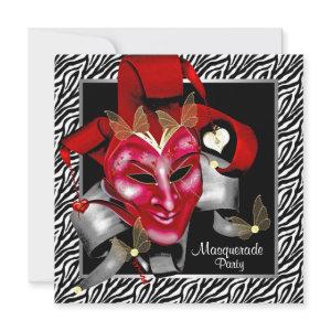 Red Zebra Mask Red Masquerade Party