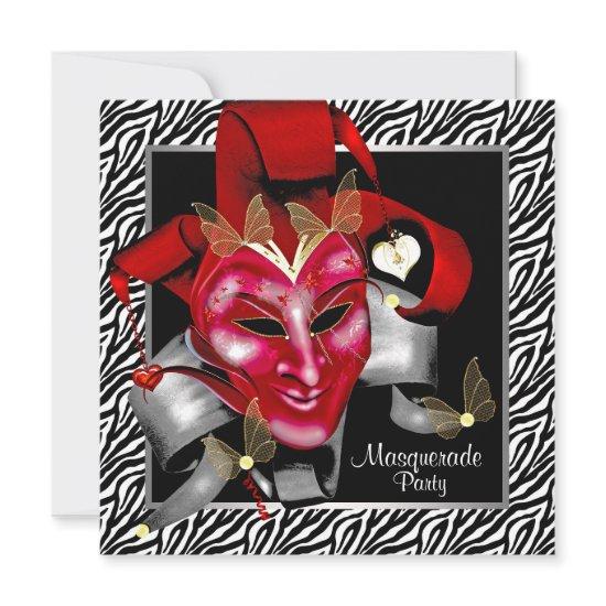 Red Zebra Mask Red Masquerade Party