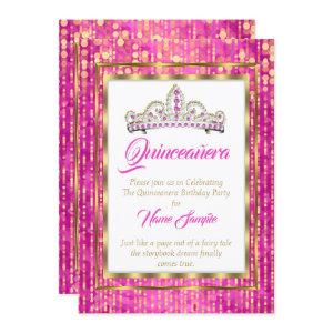 Regal Princess Pink Quinceanera Gold White