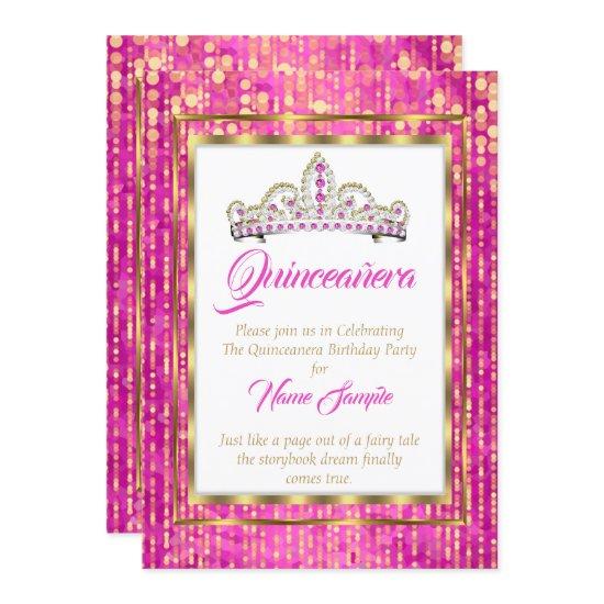 Regal Princess Pink Quinceanera Gold White