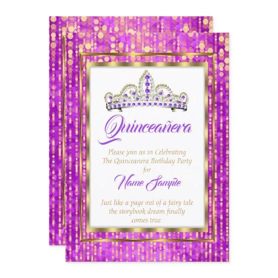 Regal Princess Purple Quinceanera Gold White
