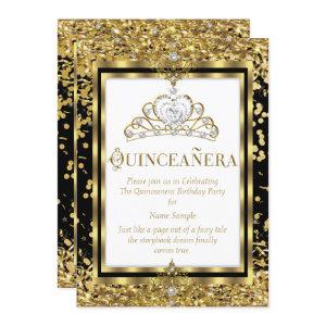 Regal Princess Quinceanera 15th Gold Black White