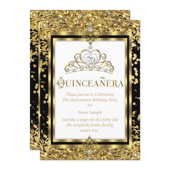 Regal Princess Quinceanera 15th Gold Black White