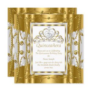 Regal Princess Quinceanera 15th Gold White Tiara
