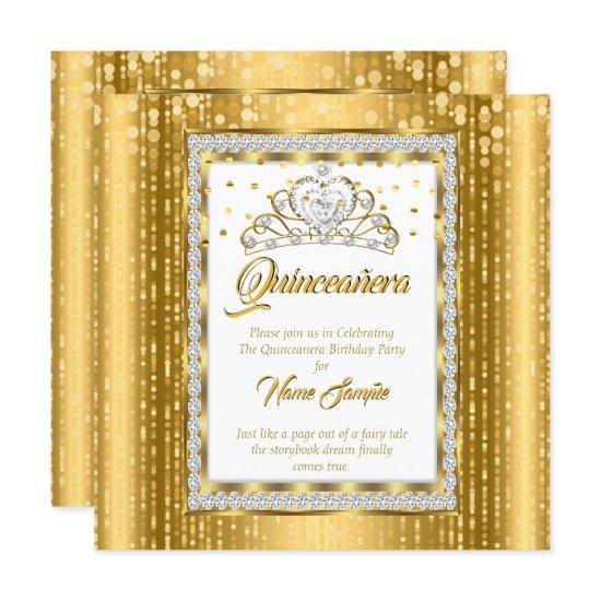 Regal Princess Quinceanera Gold White Diamond
