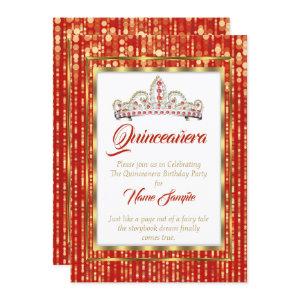 Regal Princess Red Quinceanera Gold White