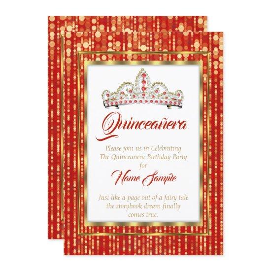 Regal Princess Red Quinceanera Gold White