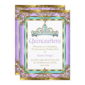 Regal Purple Teal Quinceanera Gold White Pearl