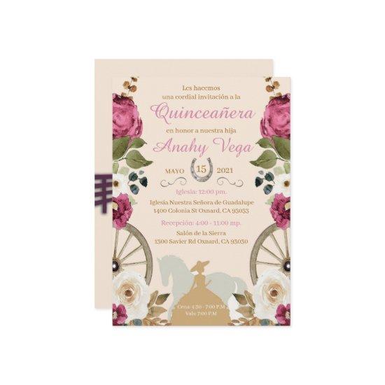 Reservation Quinceanera Pink Charra, Purple Save The Date