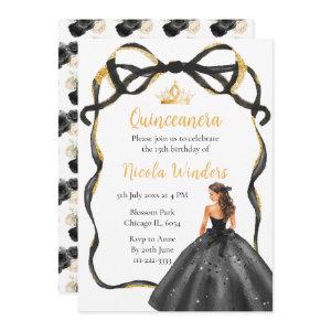 Ribbon Black Brown Hair Princess Quinceanera