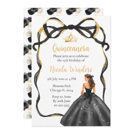 Ribbon Black Brown Hair Princess Quinceanera