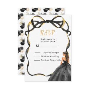 Ribbon Black Brown Hair Princess Quinceanera RSVP