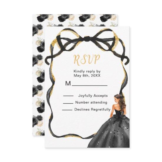 Ribbon Black Brown Hair Princess Quinceanera RSVP